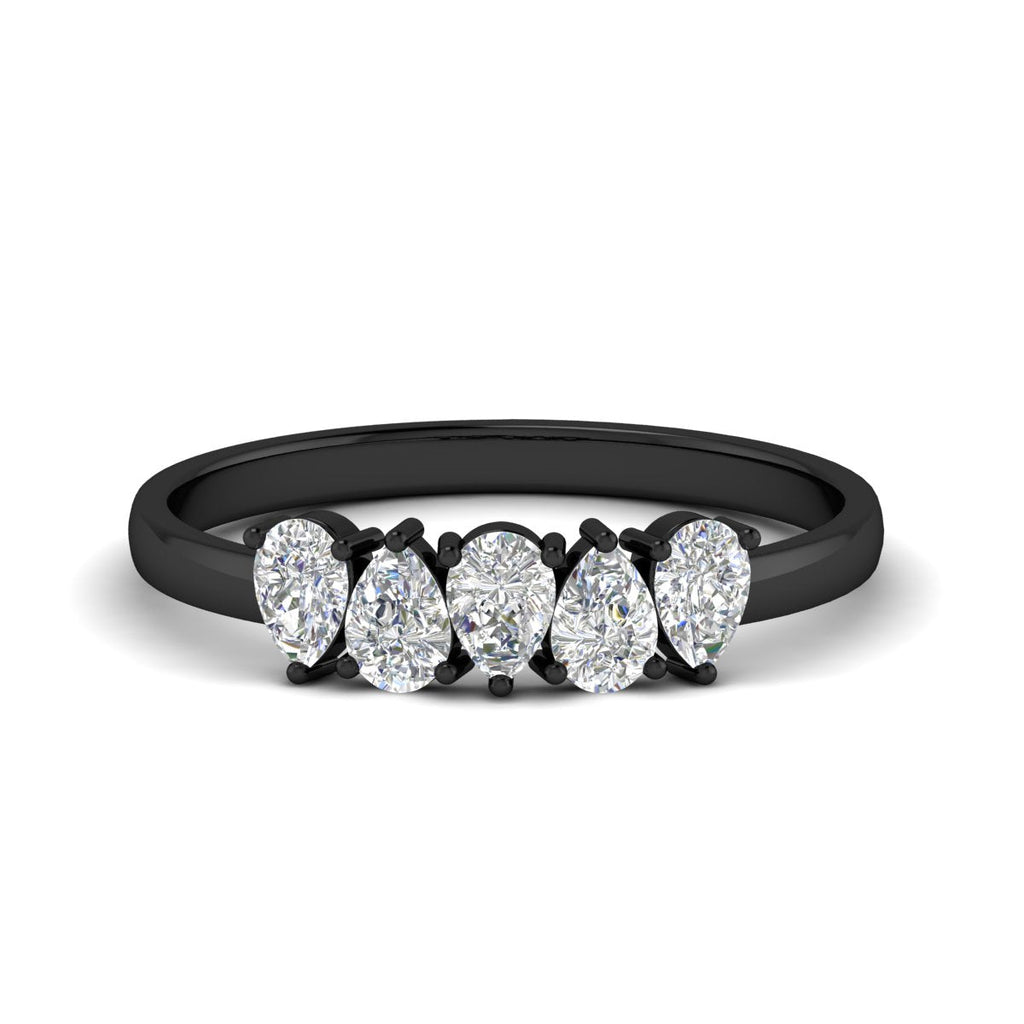 0.75 Carat 5 Stone Wedding Band Diamond Teardrop