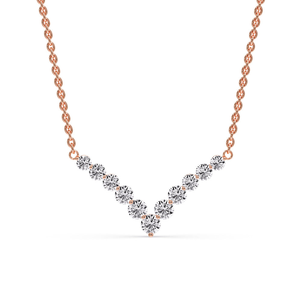 Round Graduated V-Necklace