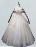 Off-Shoulder Lace Applique Tulle Prom Gown | Elegant Evening Dress for Girls