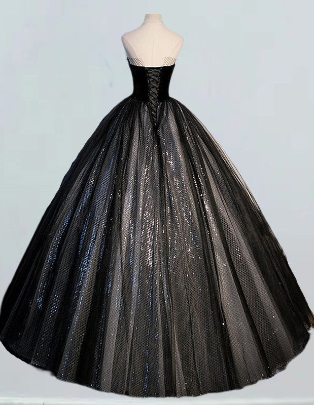 Women's Black Tulle Strapless Evening Gown | Elegant Prom & Bridesmaid Dress