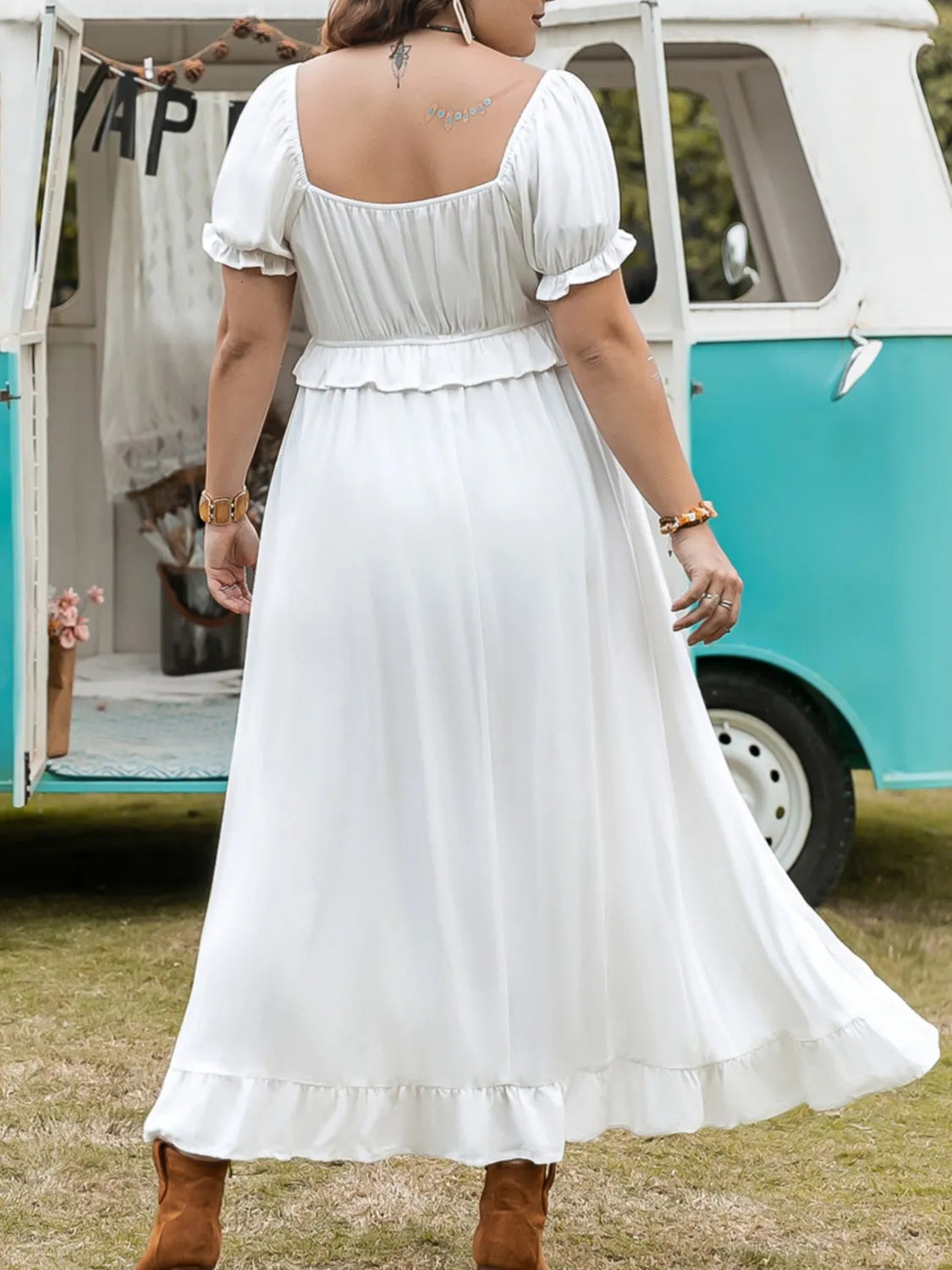 Boho Breeze Plus Size Off-Shoulder Maxi Dress