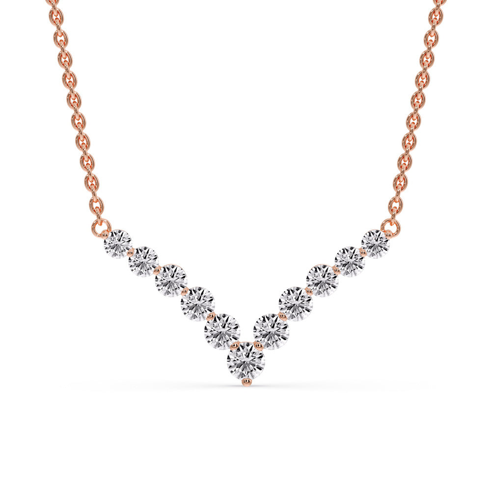 Round Graduated V-Necklace