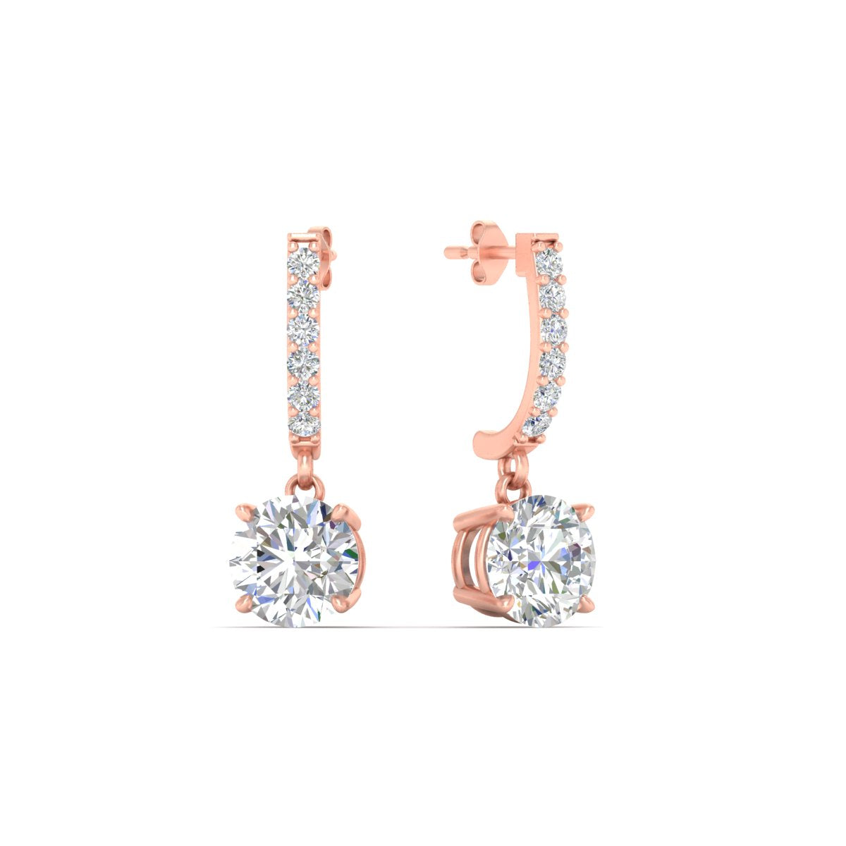 1 Carat Solitaire Halo Diamond Drop Earrings