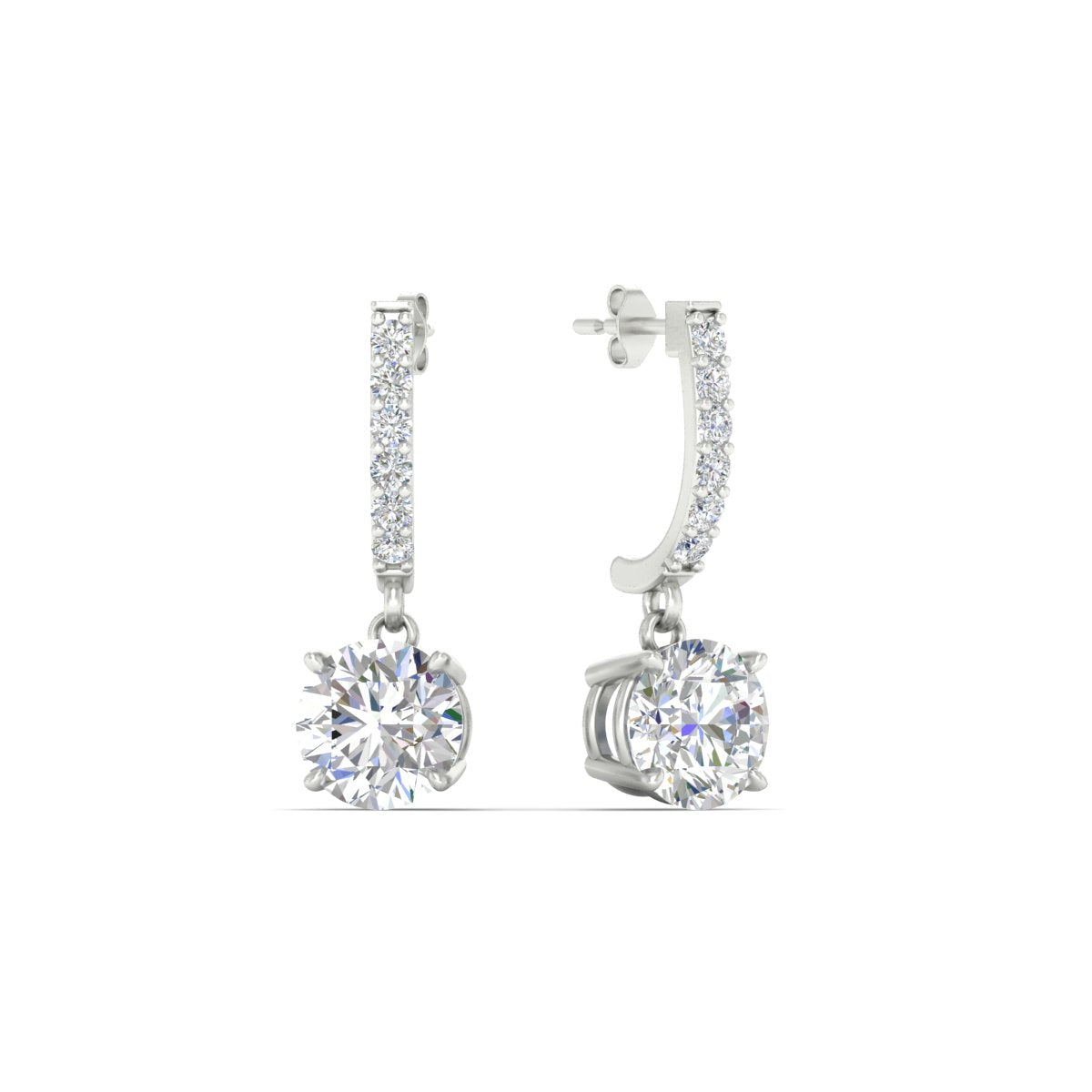 1 Carat Solitaire Halo Diamond Drop Earrings