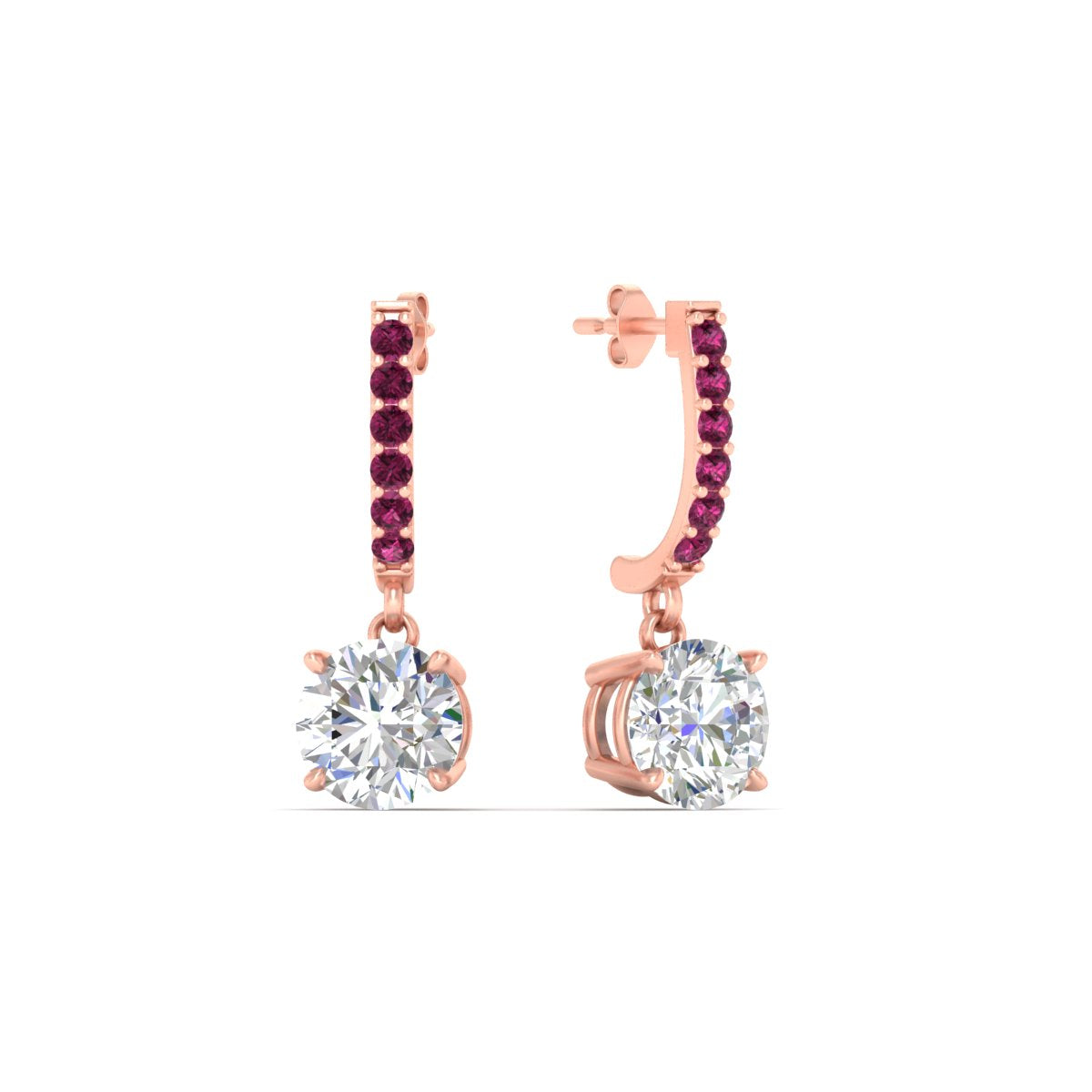 1 Carat Solitaire Halo Diamond Drop Earrings