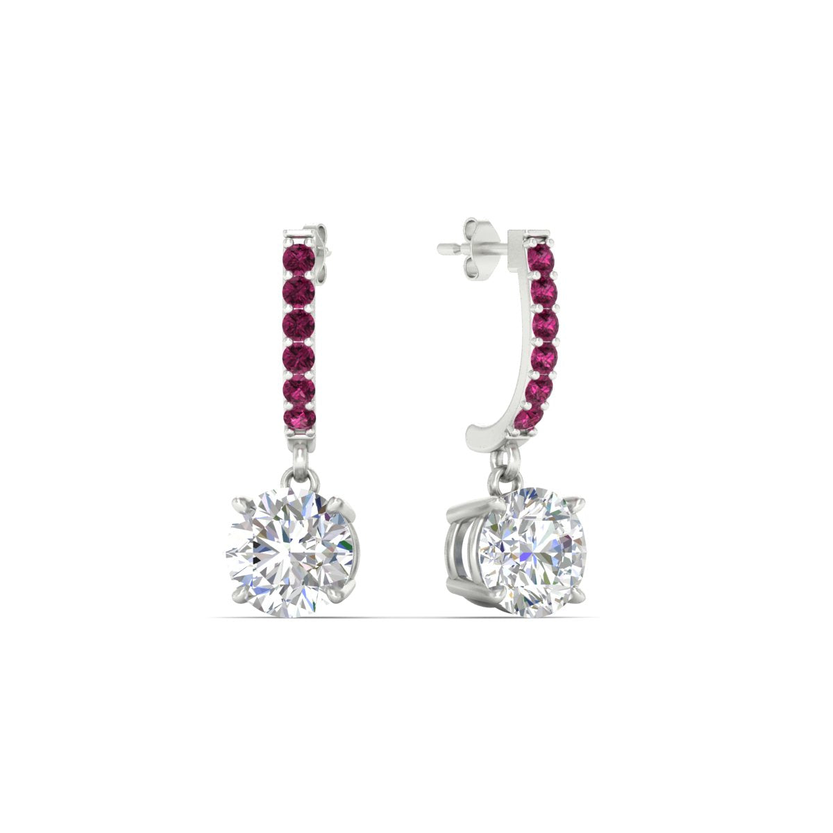 1 Carat Solitaire Halo Diamond Drop Earrings