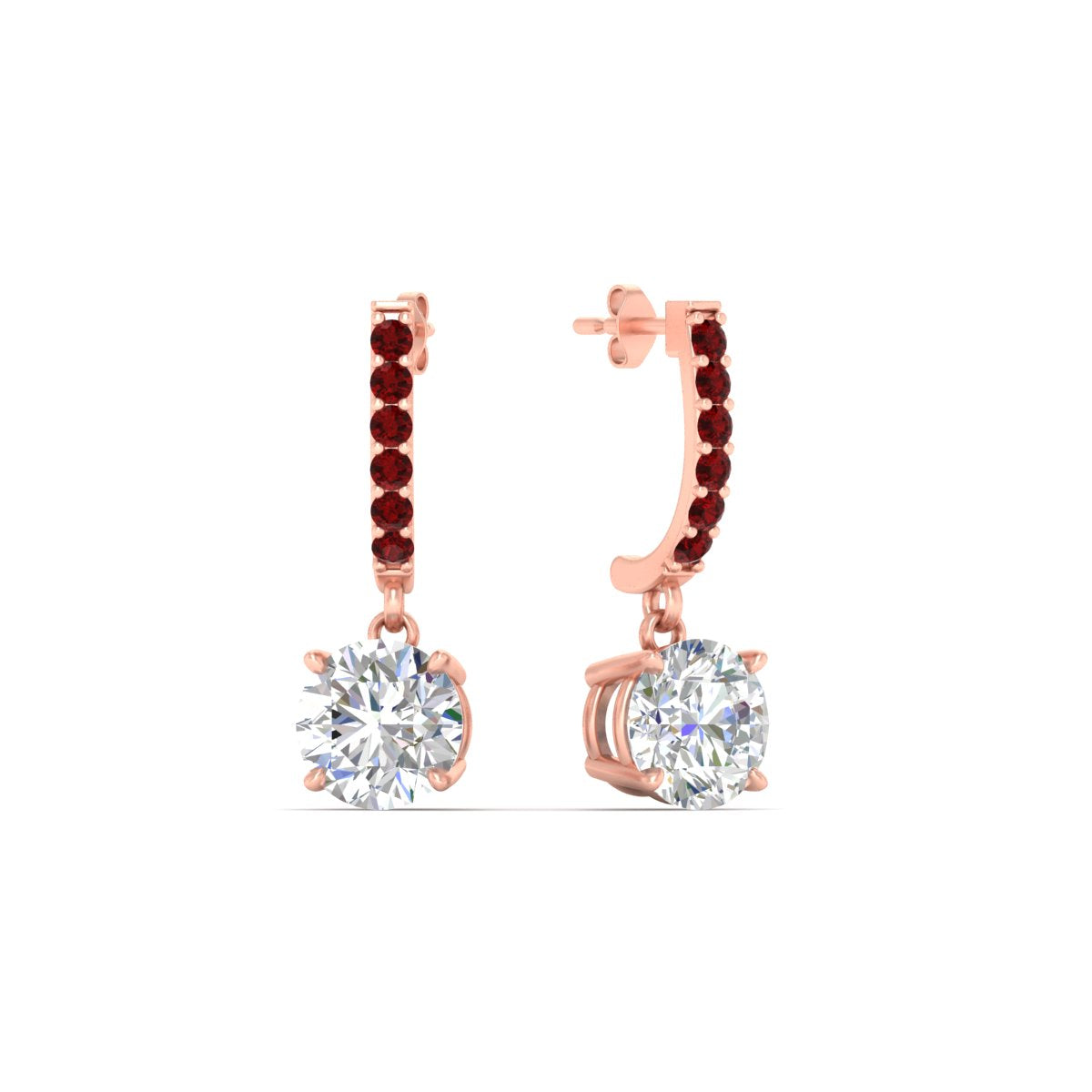 1 Carat Solitaire Halo Diamond Drop Earrings