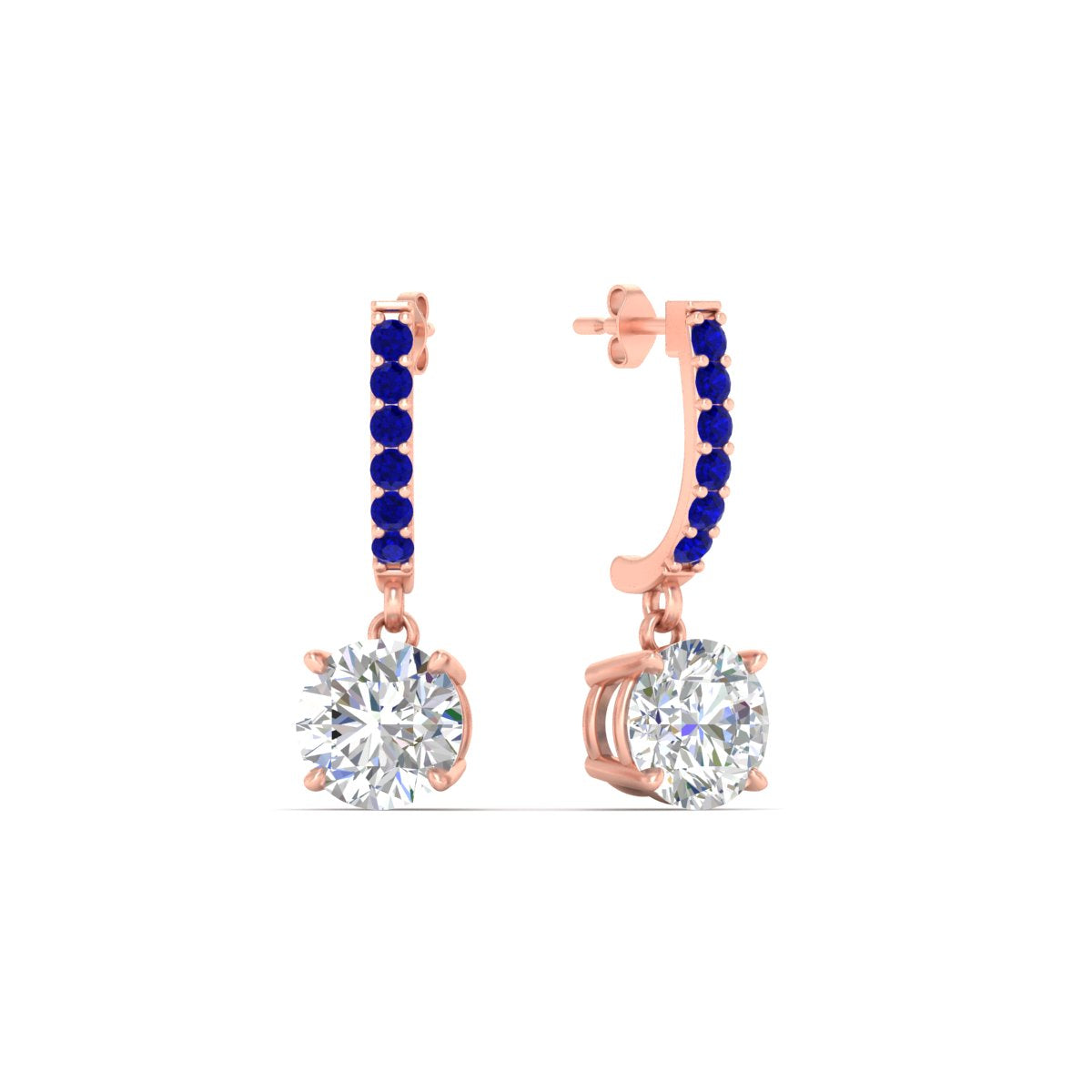 1 Carat Solitaire Halo Diamond Drop Earrings