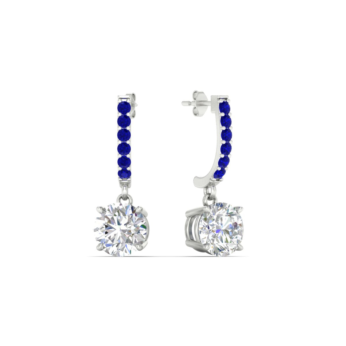 1 Carat Solitaire Halo Diamond Drop Earrings