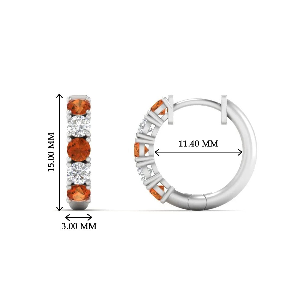 Sparkle 5 Stone Hoop Earrings