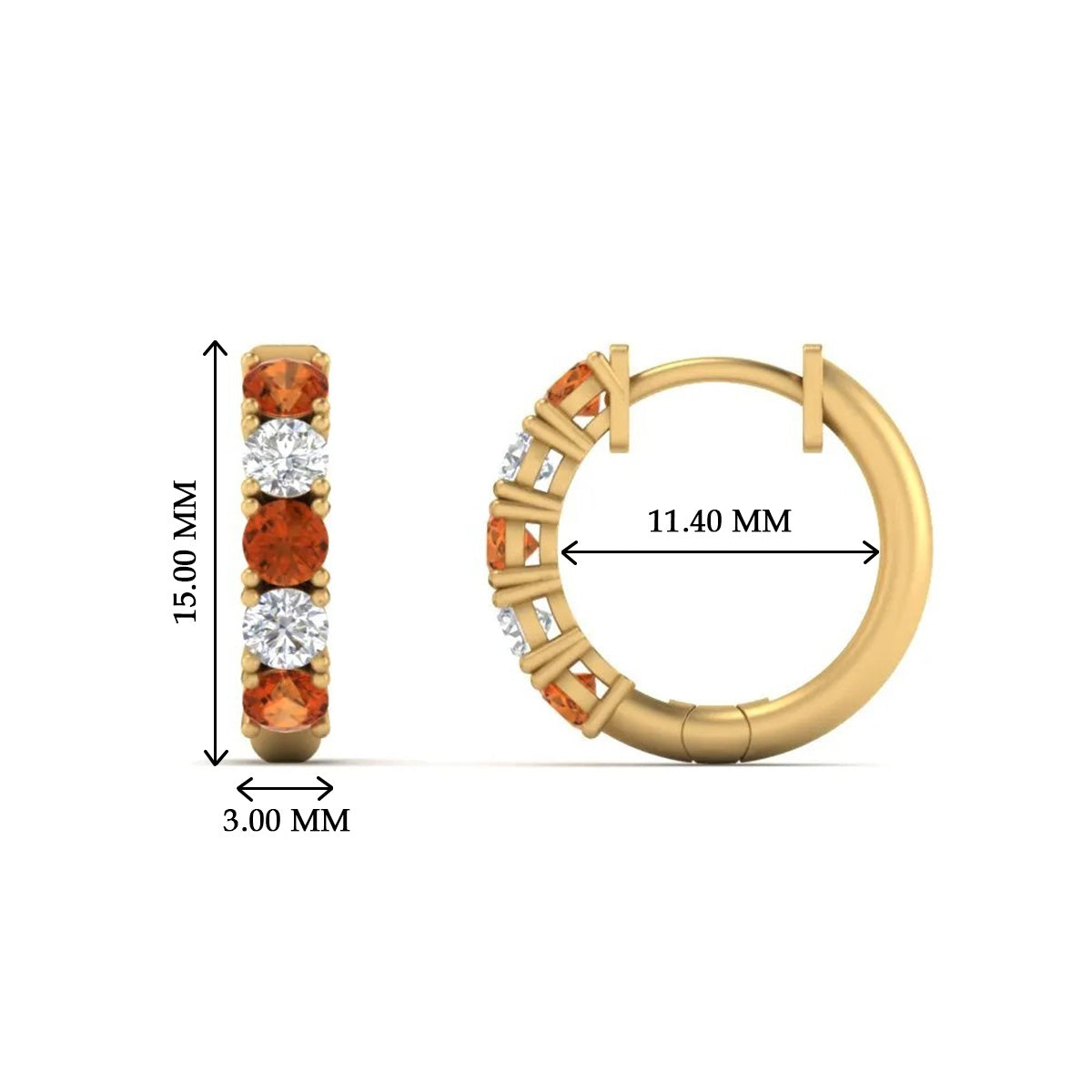 Sparkle 5 Stone Hoop Earrings