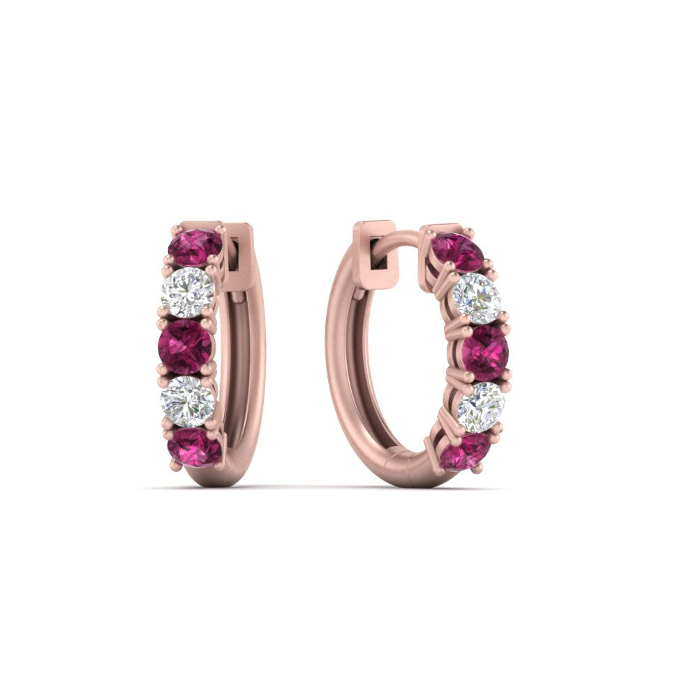 Sparkle 5 Stone Hoop Earrings