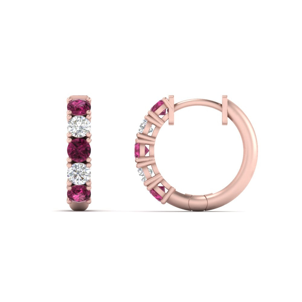 Sparkle 5 Stone Hoop Earrings