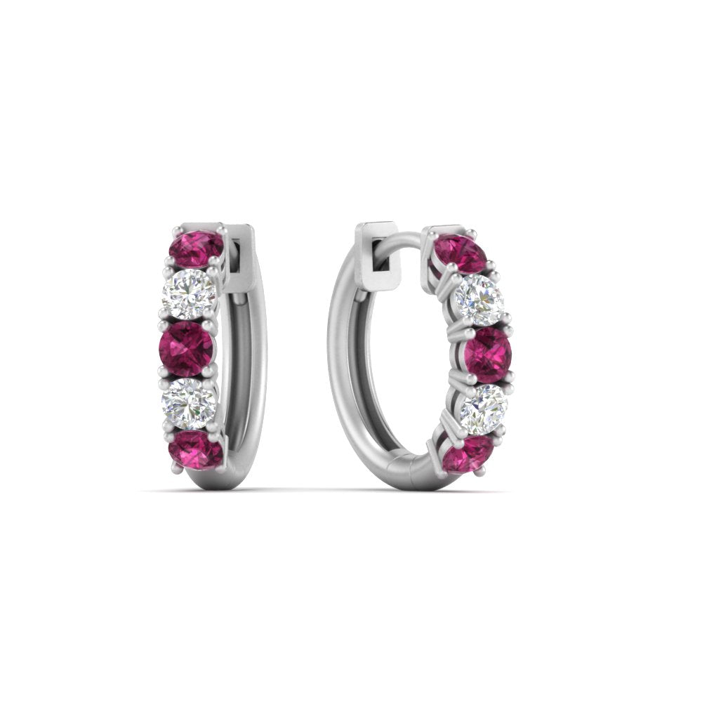 Sparkle 5 Stone Hoop Earrings