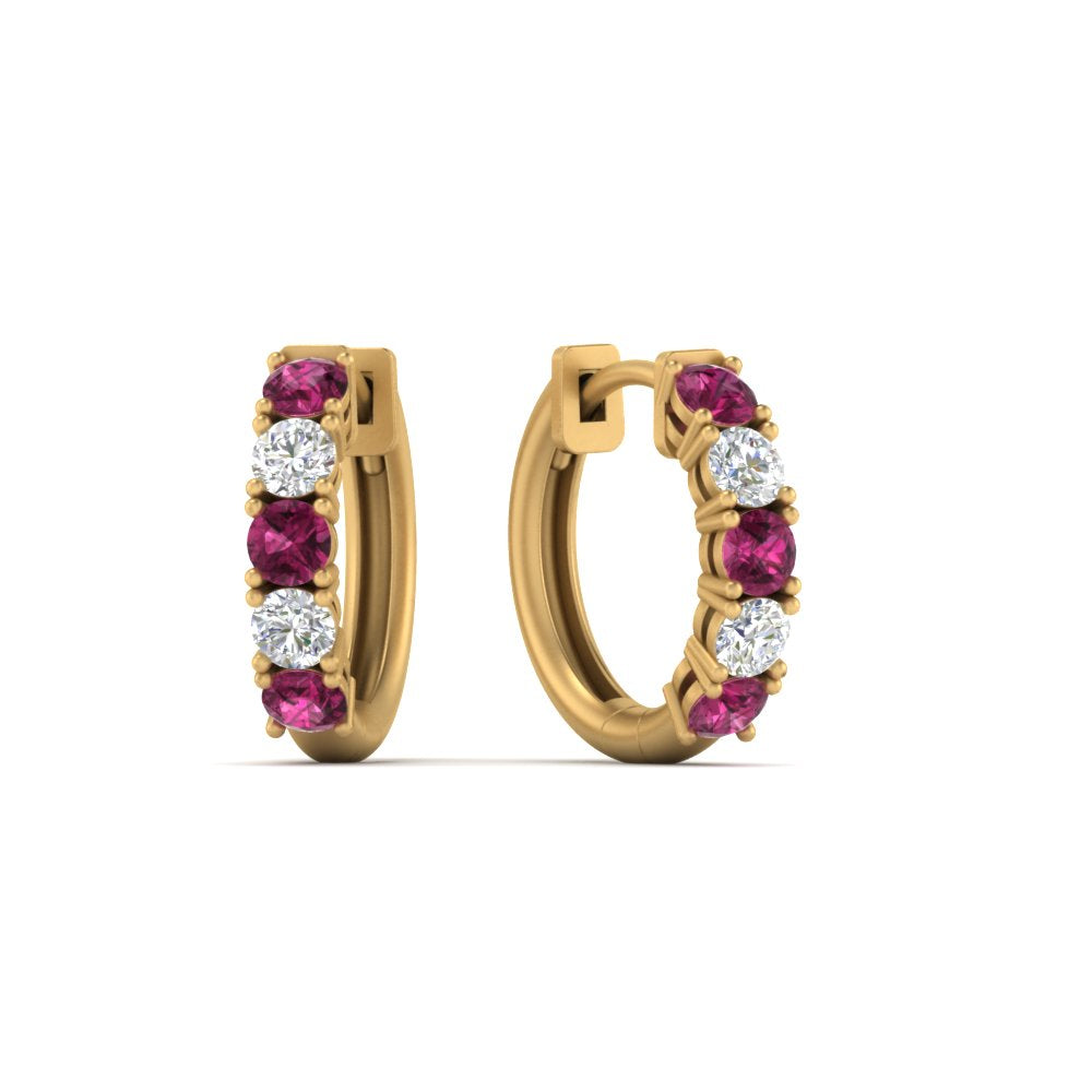 Sparkle 5 Stone Hoop Earrings