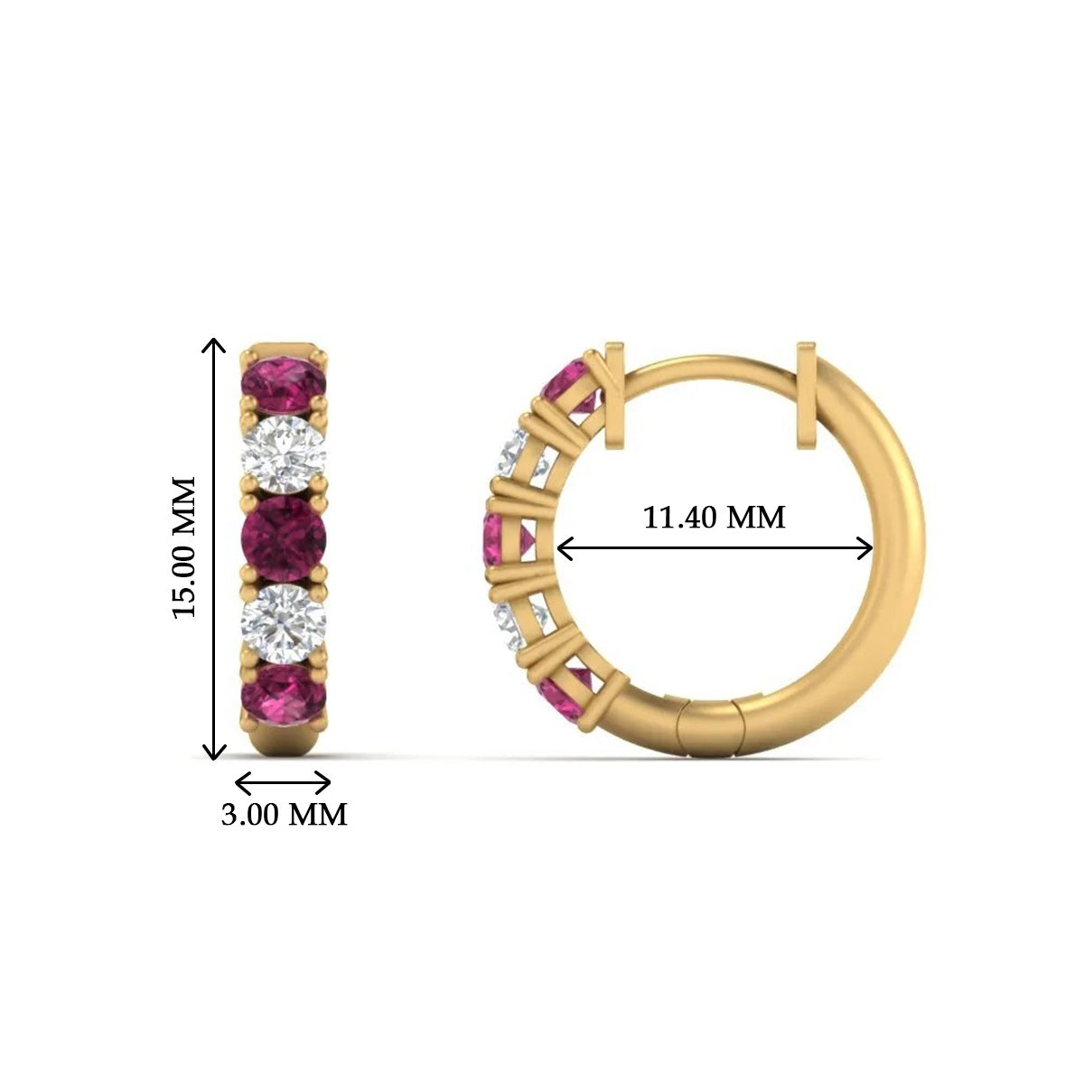 Sparkle 5 Stone Hoop Earrings