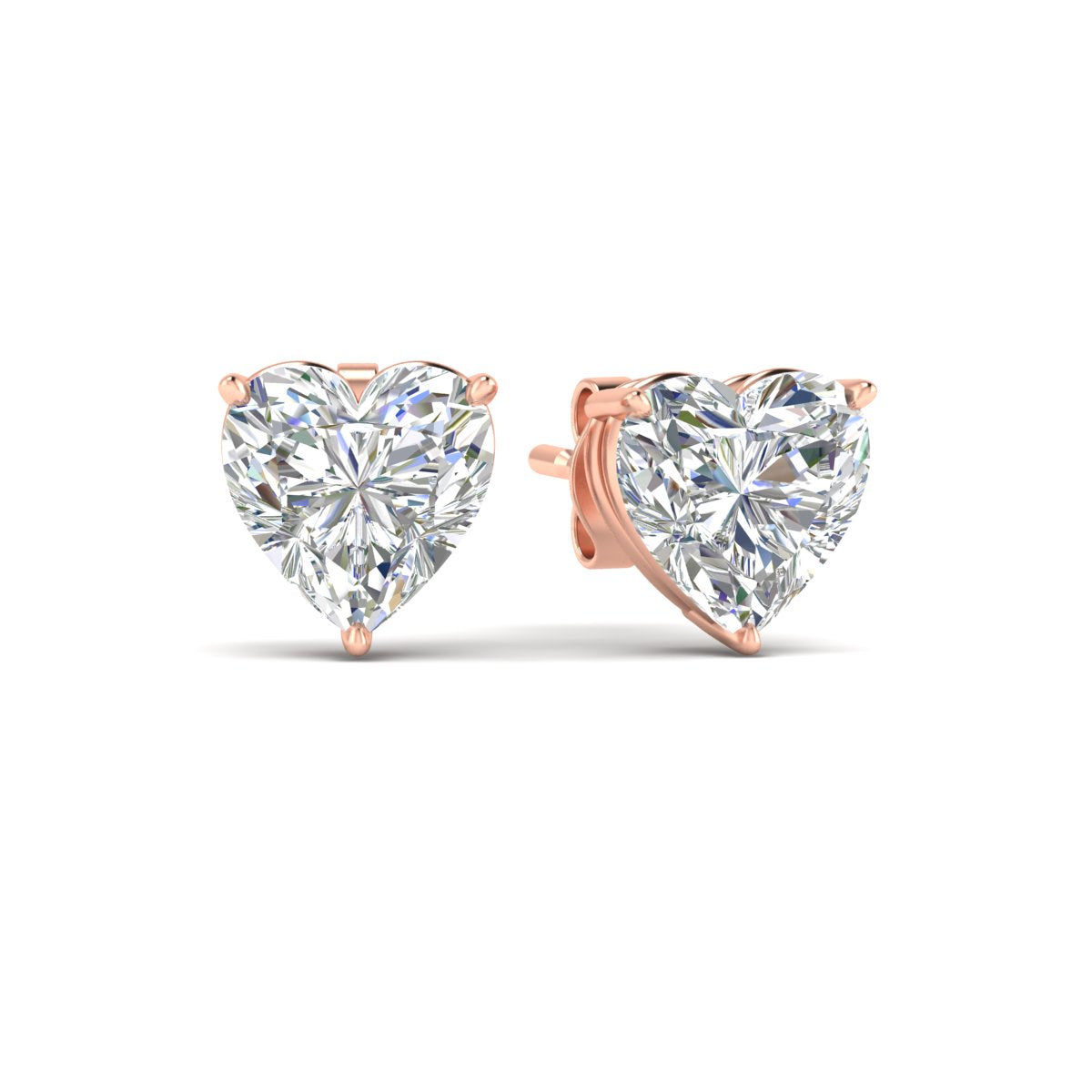 Heart Shaped 3 Prong Basket Stud Earring
