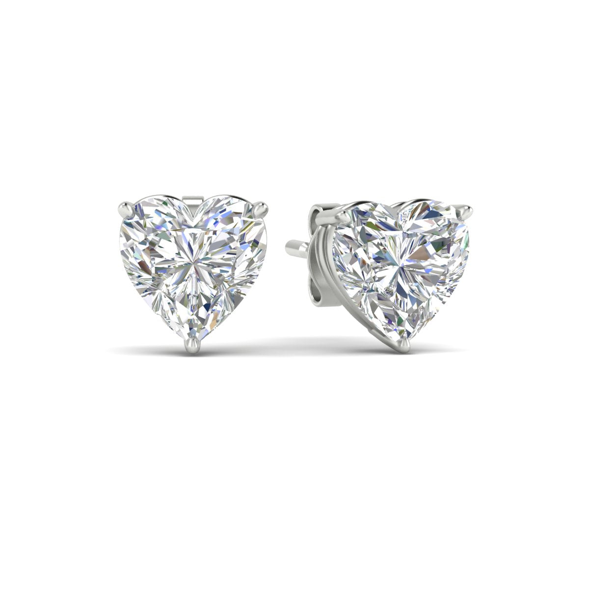 Heart Shaped 3 Prong Basket Stud Earring