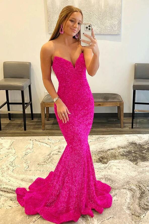 Sweetheart sparkle long prom dress sequin velvet brush formal gown wedding party dress