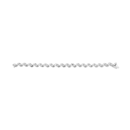 14K White Gold 2.00 Cttw Diamond Cluster and Spiral Link Bracelet (I-J Color, I1-I2 Clarity) - 7"