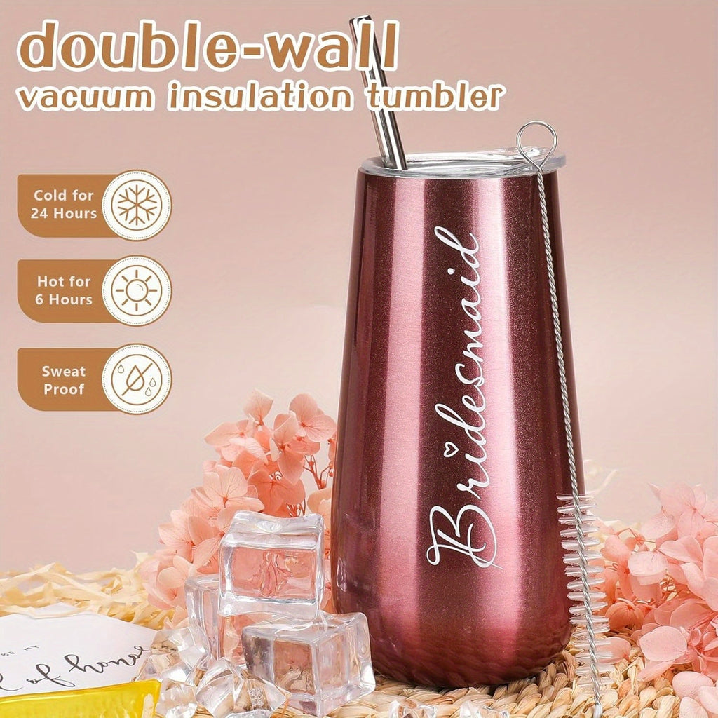 Will You Be My Bridesmaid Gift Box - Includes 6oz Wine Tumbler, Scented Candle, Spa Headband & Bear Towel - Perfect for Bridal Shower, Engagement & Wedding Party Gifts from Bride to Bridesmaids