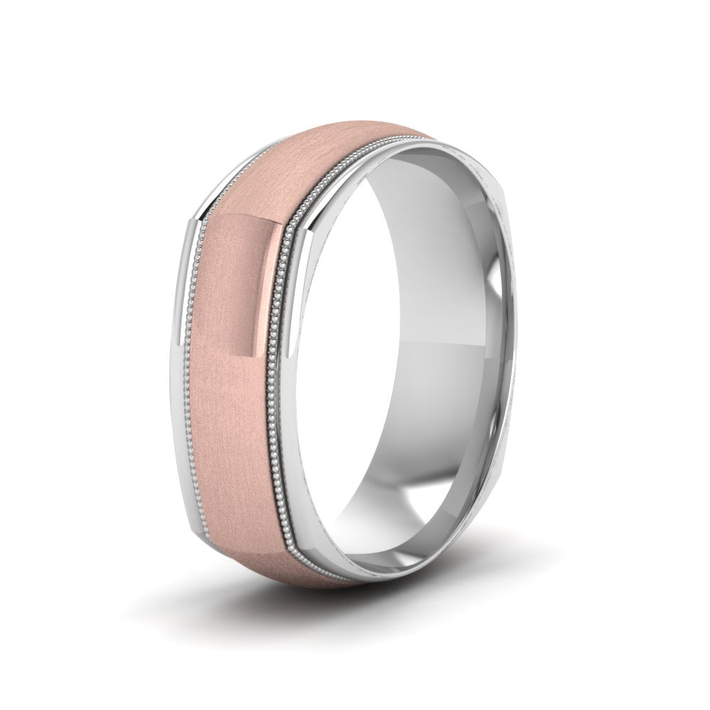 Two Tone Milgrain Square Mens Band Ring