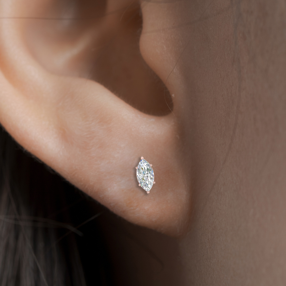Marquise Diamond 6 Prong Stud Earrings