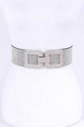 Crystal Buckle Rhinestone Elastic Belt
