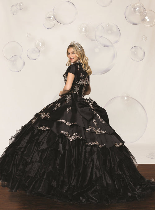 (LIVE 67) Quinceanera Ball Gown Dress  Flounced Skirt Formal Party Dress for Special Occasions Black