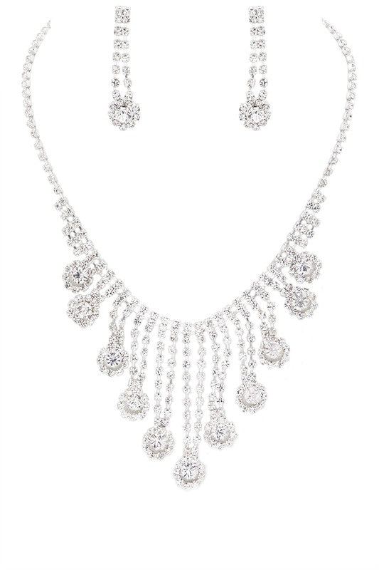 Rhinestone Bridal Evening Necklace Set