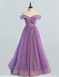 Lilac off the shoulder beading long tulle ball gown quinceanera dress
