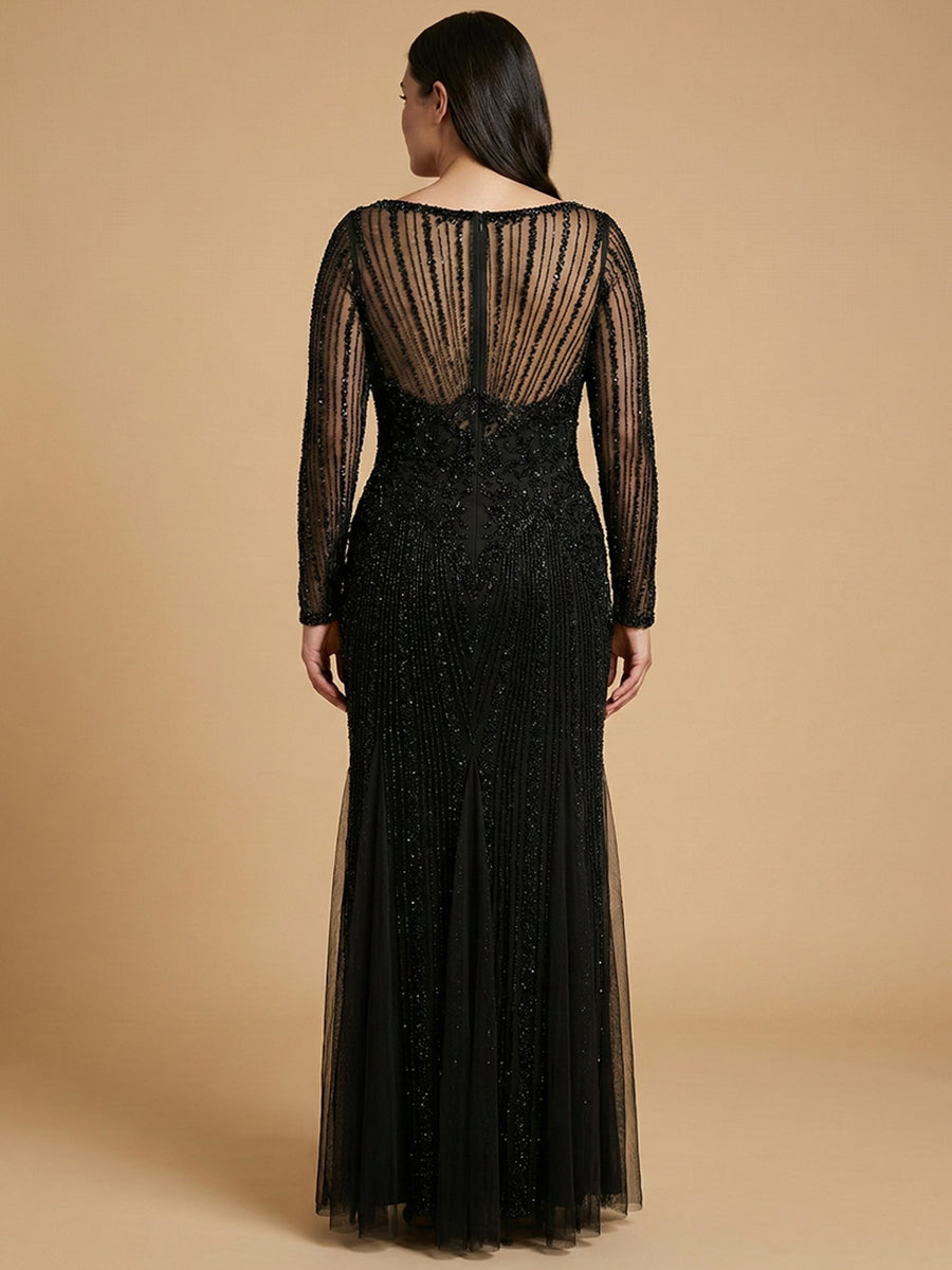 Lara High Neck Beaded Gown