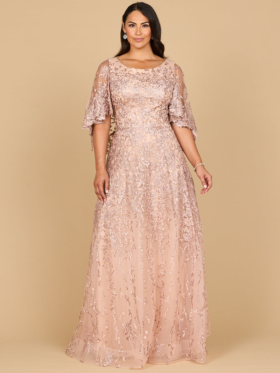Lara 28881 - Cape Sleeve Mother's Gown