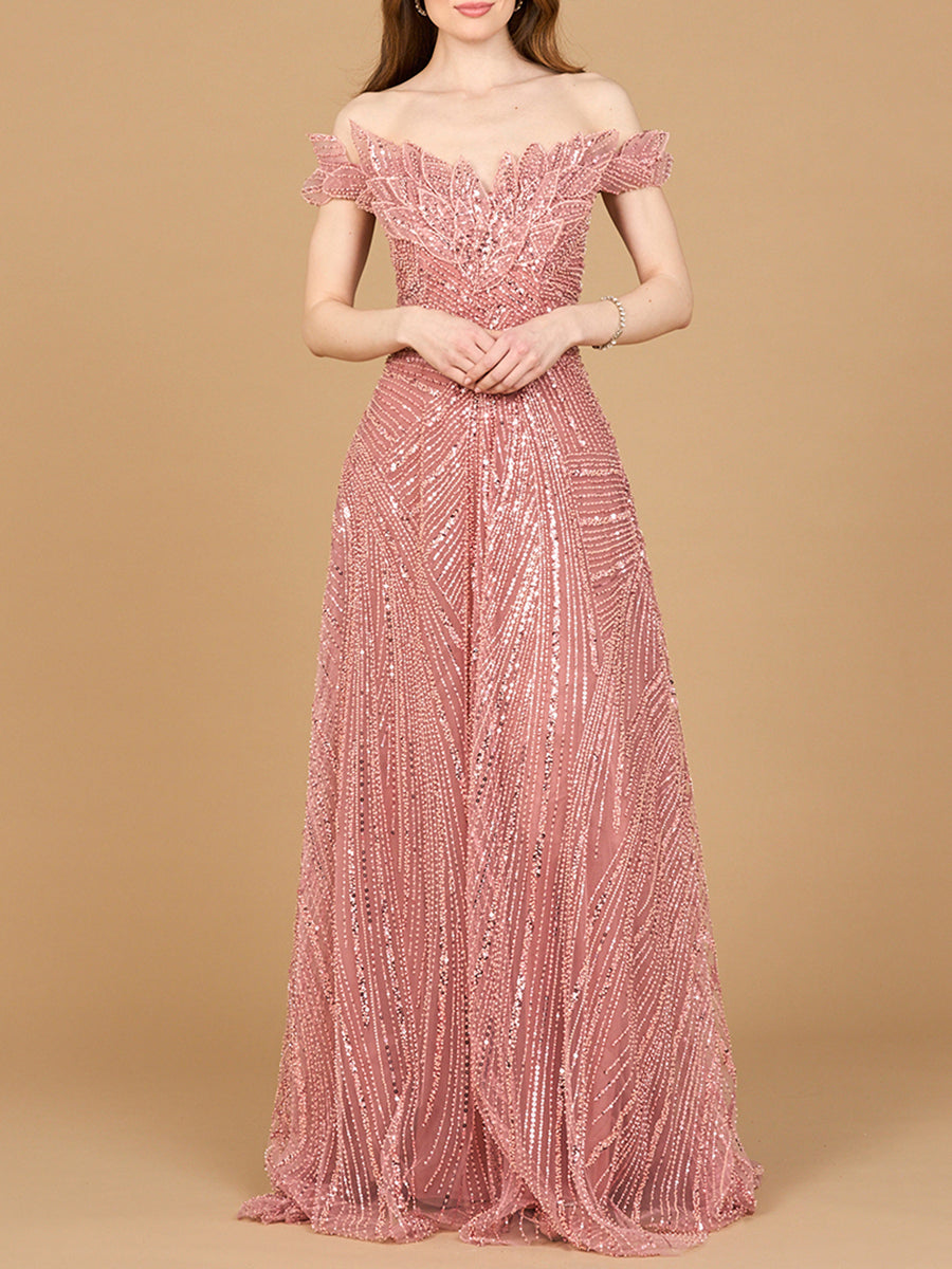 Off Shoulder Beaded Ballgown