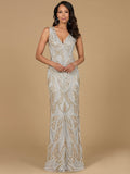 Beaded V-Neck Gown  - OUTLET