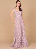 Cap Sleeves, A-line Dress with Feathers