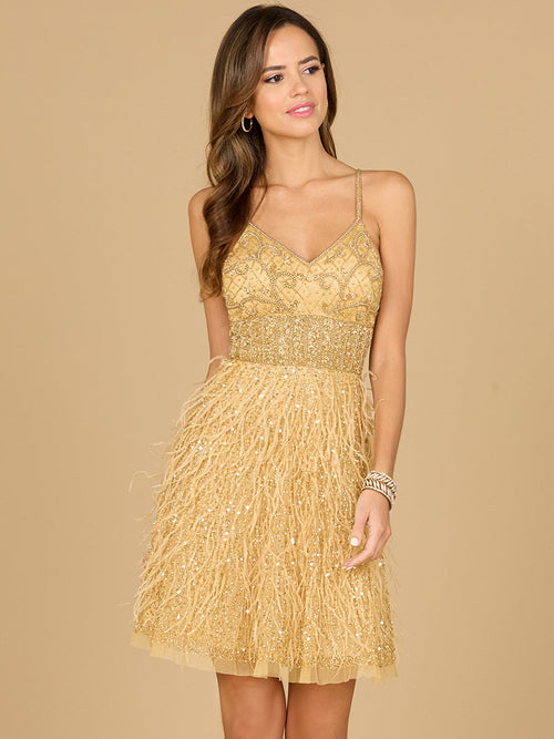 Beaded, Feather Cocktail Short