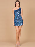 One Shoulder Beaded Cocktail Dress