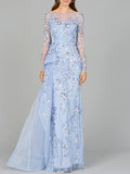 Asymmetrical Overlay Gown with Sleeves