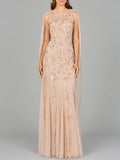 Mermaid Beaded Dress with Long Cape - OUTLET