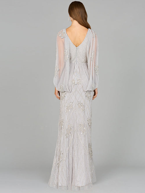 Beaded Cape Sleeve Dress