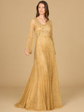 Beaded Long Dress with Flare Sleeves
