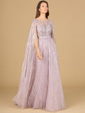 A-line Gown with Long Cape Sleeves