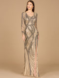 Cascading Beads Long Sleeve Dress