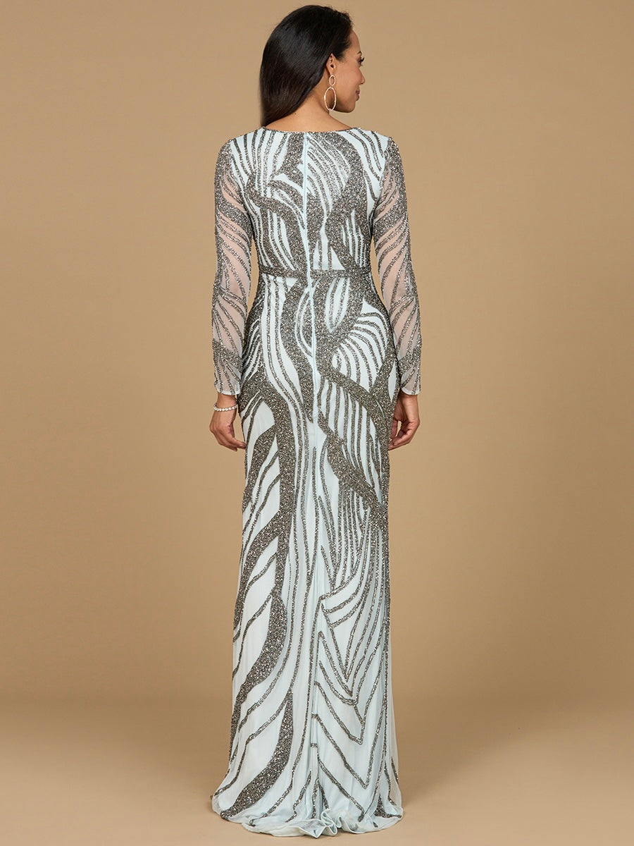 Cascading Beads Long Sleeve Dress