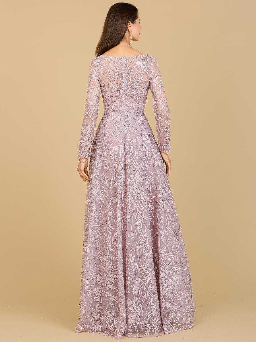 A-line Gown With Long Sleeves, V-Neckline