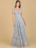 Cape Sleeve V-Neck Gown  - OUTLET