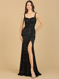 Sweetheart Neckline, Beaded Gown with Slit