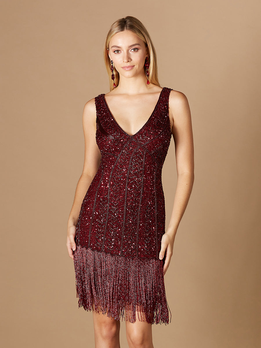Beaded Fringe Cocktail Dress