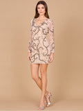 Long Sleeve Beaded Cocktail Dress
